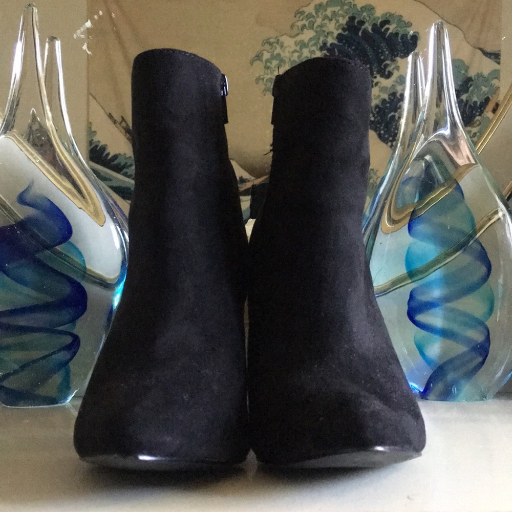 Charlotte Russe: black gold heeled booties
